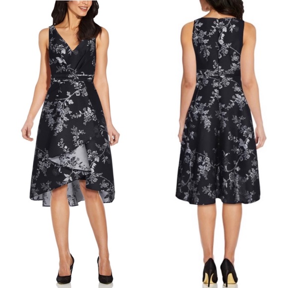 Adrianna Papell Dresses & Skirts - 18W BNWT BLACK SILVER HIGH LOW MIKADO JAQUARD DRESS